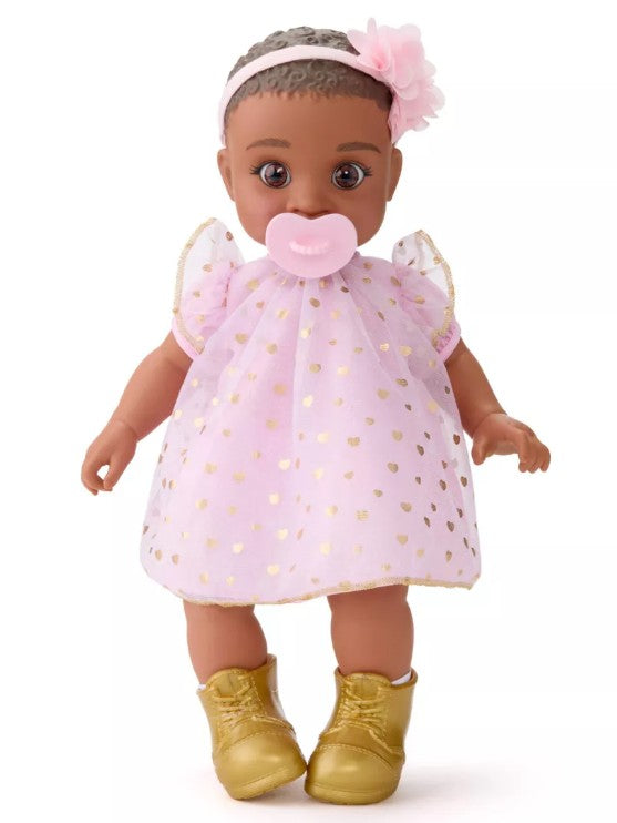 FAO Schwarz 14" Cuddle Baby Doll - Dark Brown Hair - Bellso